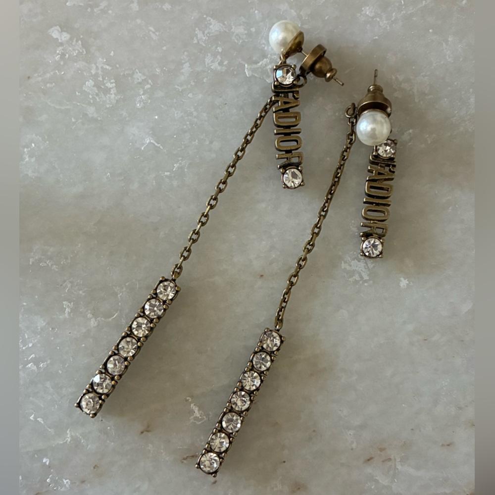 Dior Gold and Crystal Drop Earrings